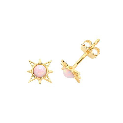 9CT YEL GOLD &OPAL SUN STUDS