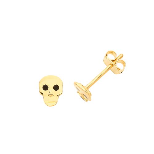 9CT YEL GOLD SKULL STUDS