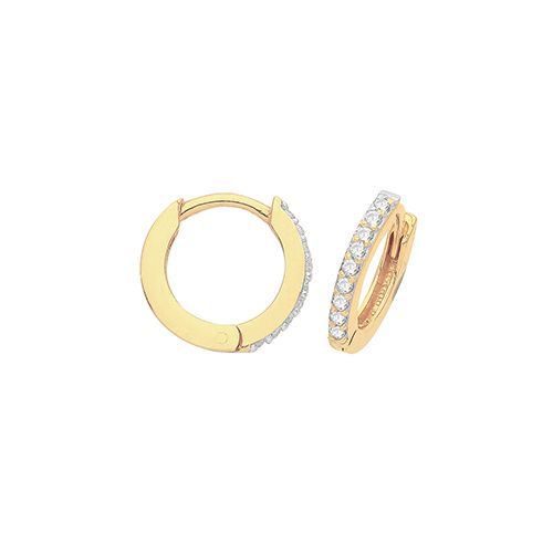 9CT YEL GOLD HINGED CZ SET EARRINGS