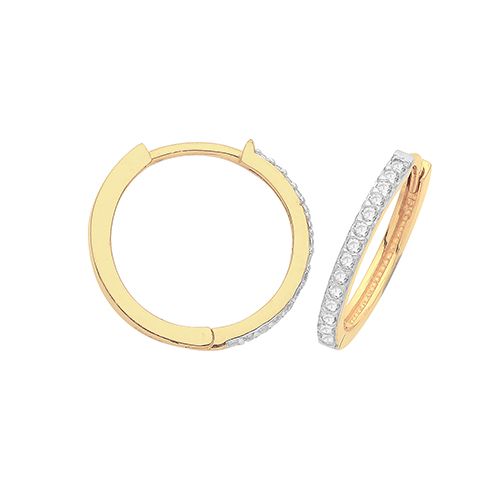 9CT YEL GOLD HINGED CZ SET EARRINGS