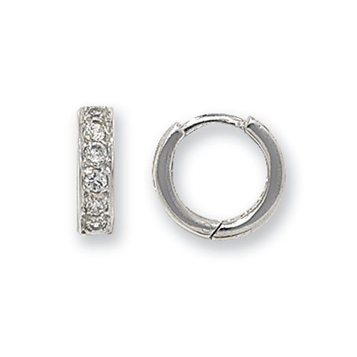 9CT WHT GOLD HINGED CZ EARRINGS