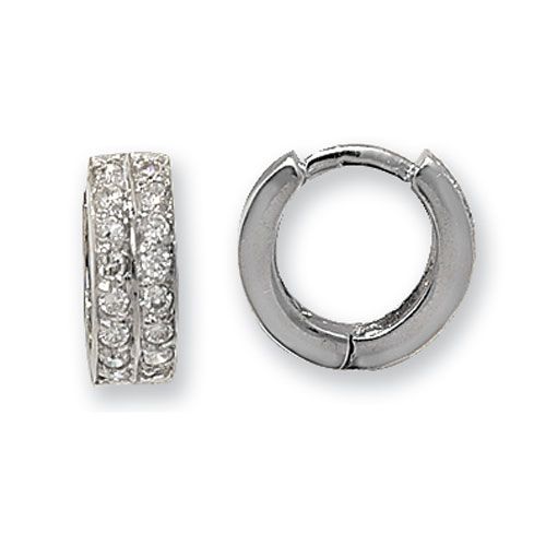 9CT WHT GOLD HINGED CZ EARRINGS