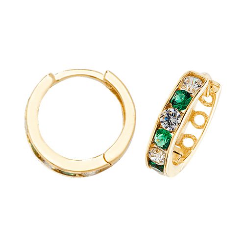 9CT YEL GOLD HINGED CZ EARRINGS