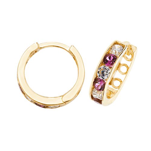 9CT YEL GOLD HINGED CZ EARRINGS
