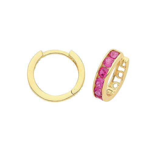 9CT YEL GOLD HINGED CZ EARRINGS