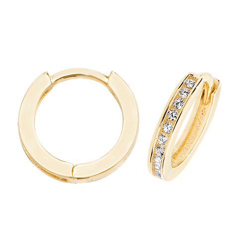 9CT YEL GOLD HINGED CZ EARRINGS