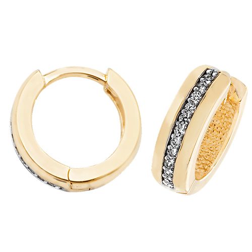 9CT YEL GOLD HINGED CZ EARRINGS