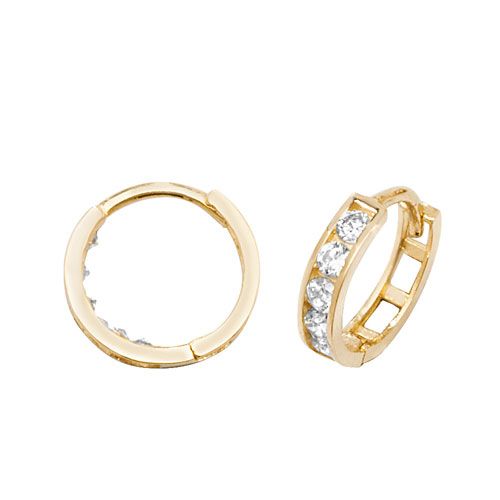9CT YEL GOLD HINGED CZ EARRINGS