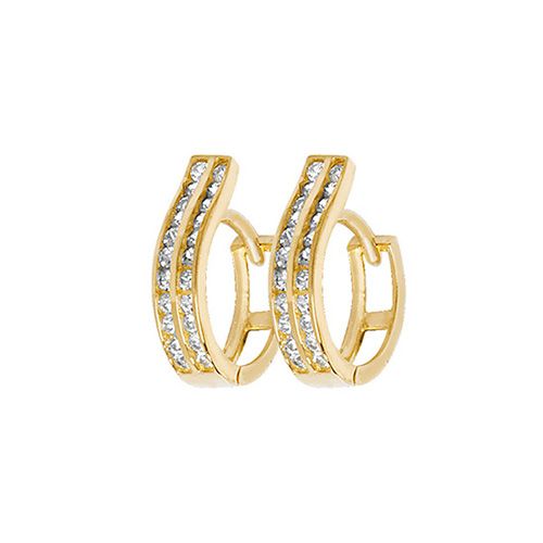 9CT YEL GOLD HINGED CZ EARRINGS