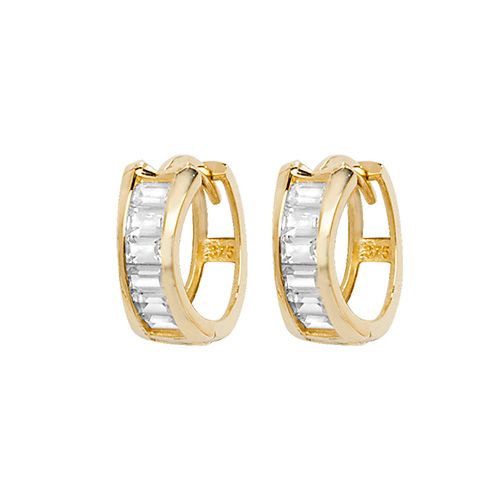 9CT YEL GOLD HINGED CZ EARRINGS