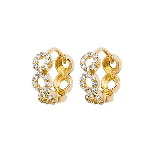 9CT YEL GOLD HINGED CZ EARRINGS