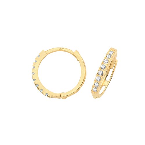 9CT YEL GOLD HINGED CZ EARRINGS