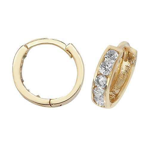 9CT YEL GOLD HINGED CZ EARRINGS