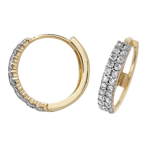 9CT YEL GOLD HINGED CZ EARRINGS