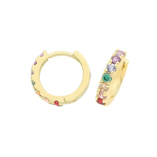 9CT YEL GOLD RAINBOW HINGED EARRINGS