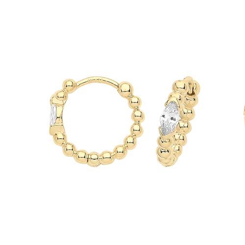 9CT YEL GOLD SINGLE CZ BOBBLE CLICKERS