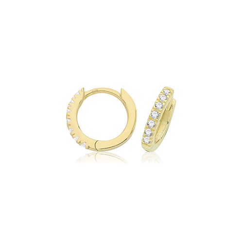 9CT YEL GOLD CZ CLICKER HOOPS