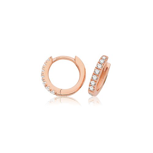 9CT ROSE GOLD CZ CLICKER HOOPS