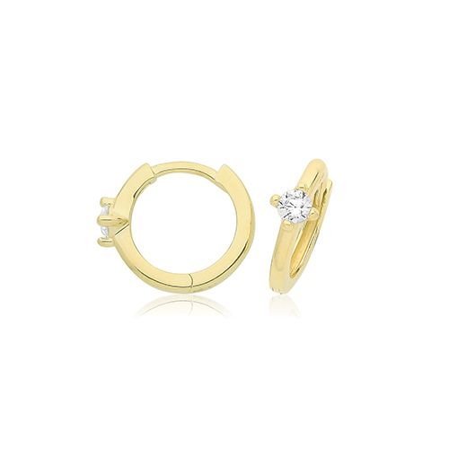 9CT YEL GOLD CZ CLICKER HOOPS