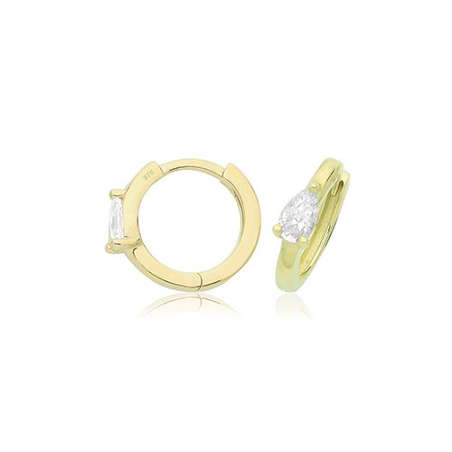 9CT YEL GOLD CZ CLICKER HOOPS