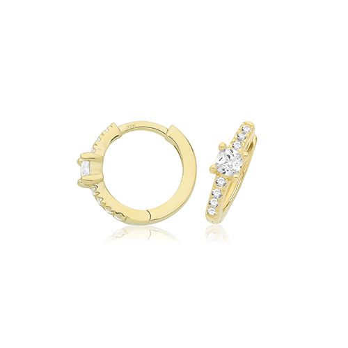 9CT YEL GOLD CZ CLICKER HOOPS