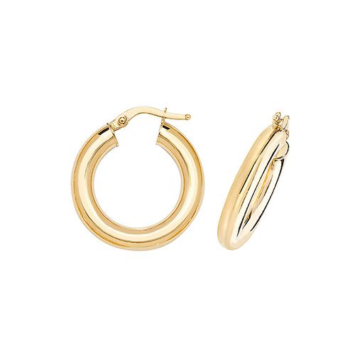 9CT YEL GOLD 15MM HOOP EARRINGS