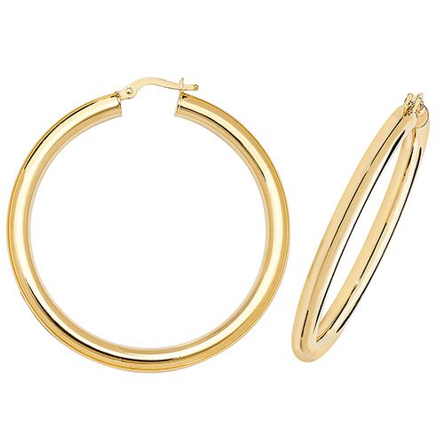 9CT YEL GOLD 40MM HOOP EARRINGS