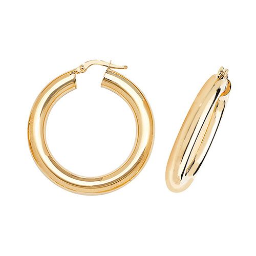 9CT YEL GOLD 25MM HOOP EARRINGS