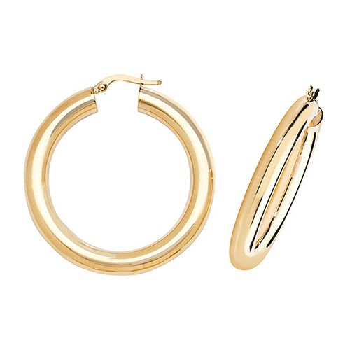 9CT YEL GOLD 30MM HOOP EARRINGS