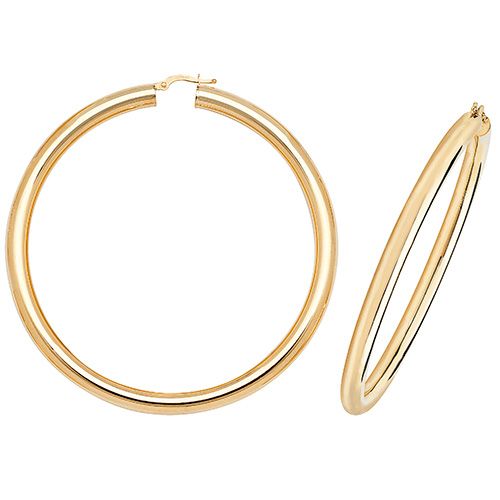 9CT YEL GOLD 60MM HOOP EARRINGS