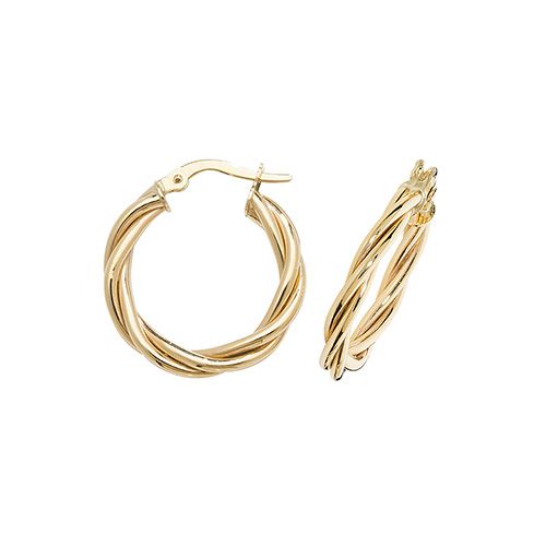 9CT YEL GOLD 15MM HOOP EARRINGS