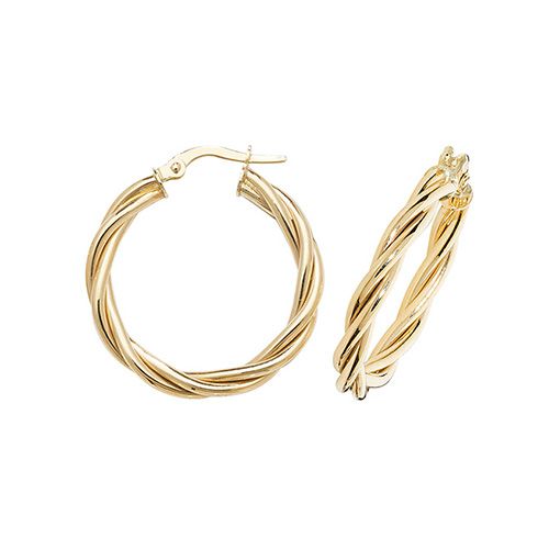 9CT YEL GOLD 20MM HOOP EARRINGS