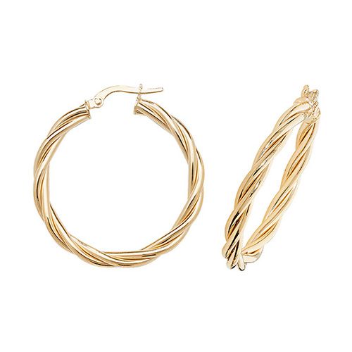 9CT YEL GOLD 25MM HOOP EARRINGS