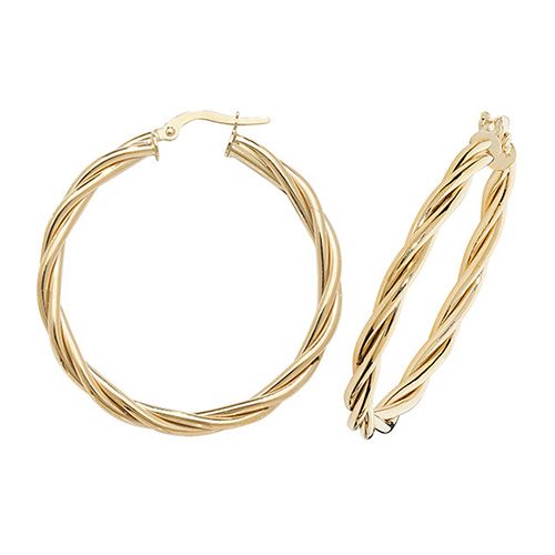 9CT YEL GOLD 30MM HOOP EARRINGS
