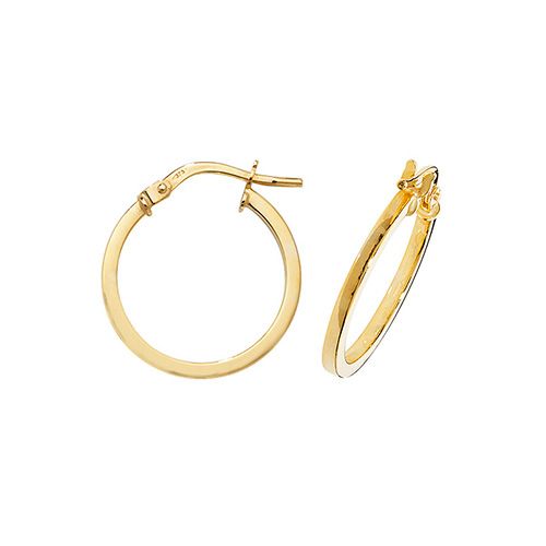 9CT YEL GOLD 15MM HOOP EARRINGS