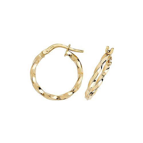 9CT YEL GOLD 15MM HOOP EARRINGS