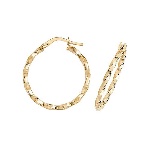 9CT YEL GOLD 20MM HOOP EARRINGS