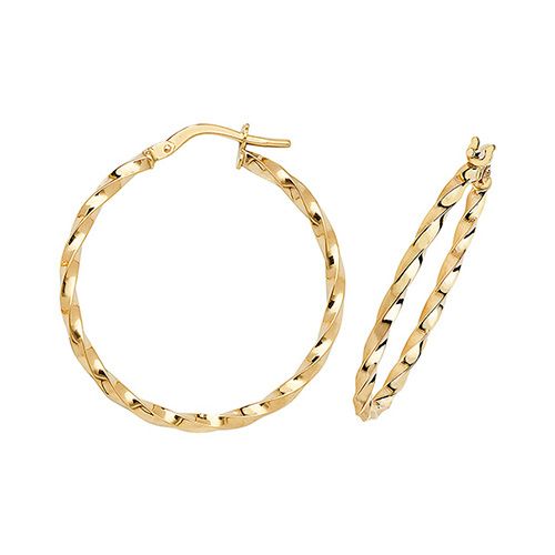 9CT YEL GOLD 25MM HOOP EARRINGS