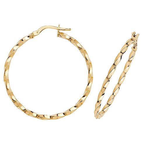 9CT YEL GOLD 30MM HOOP EARRINGS