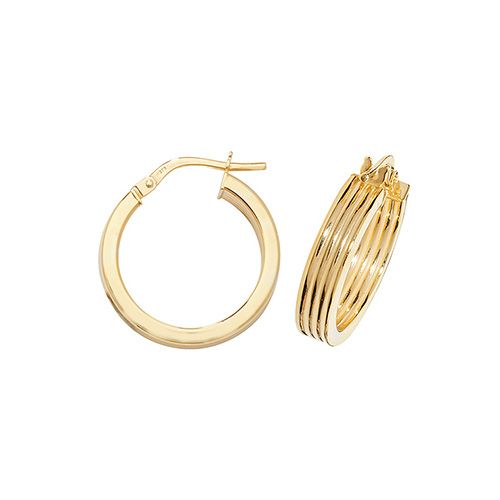 9CT YEL GOLD 15MM HOOP EARRINGS