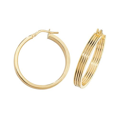 9CT YEL GOLD 25MM HOOP EARRINGS