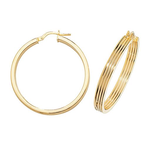 9CT YEL GOLD 30MM HOOP EARRINGS