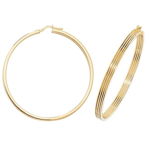 9CT YEL GOLD 50MM HOOP EARRINGS
