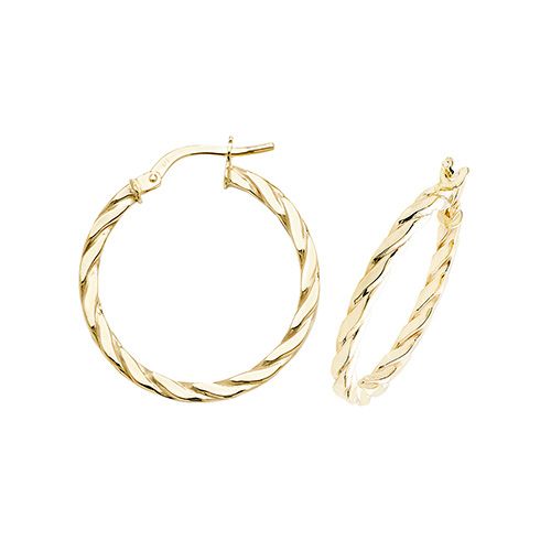 9CT YEL GOLD 20MM HOOP EARRINGS