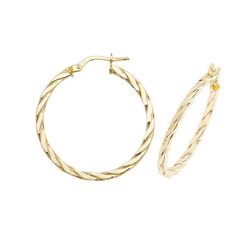 9CT YEL GOLD 25MM HOOP EARRINGS