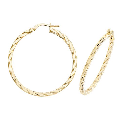 9CT YEL GOLD 30MM HOOP EARRINGS