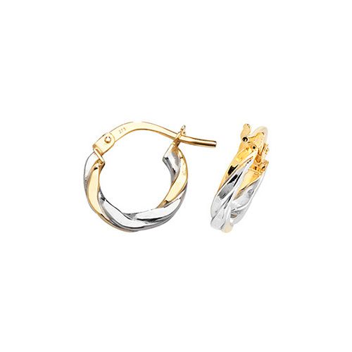 9CT YEL/WHT GOLD 08MM HOOP EARRINGS