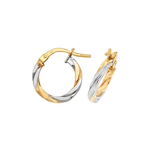 9CT YEL/WHT GOLD 10MM HOOP EARRINGS