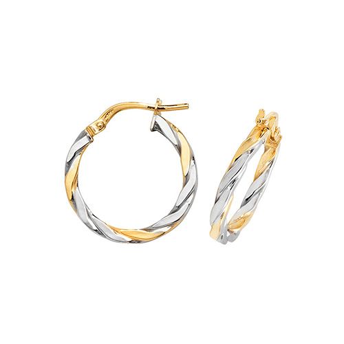 9CT YEL/WHT GOLD 15MM HOOP EARRINGS