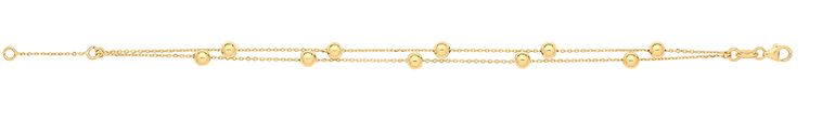 9CT YEL GOLD LADIES' 7.2" 2 STRAND BEADED BRACELET